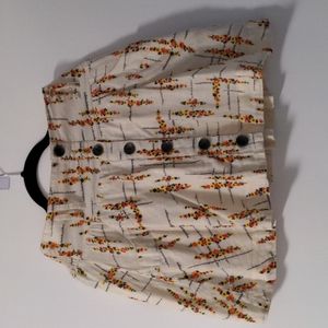 Free people yellow orange floral with wooden button front pocket skirt